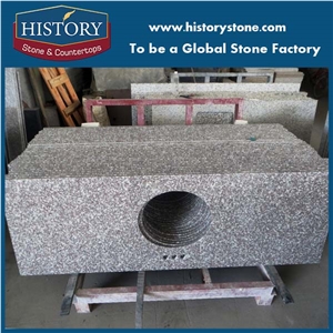China Cheap Natural Granite Vanity Tops with Eased Polished,Modern Design G664 Pink Granite Bath Tops for Hotel and Apartment Project.